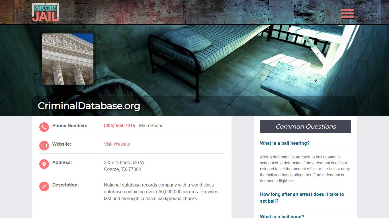 CriminalDatabase.org Near Montgomery County Jail - Stuck in Jail