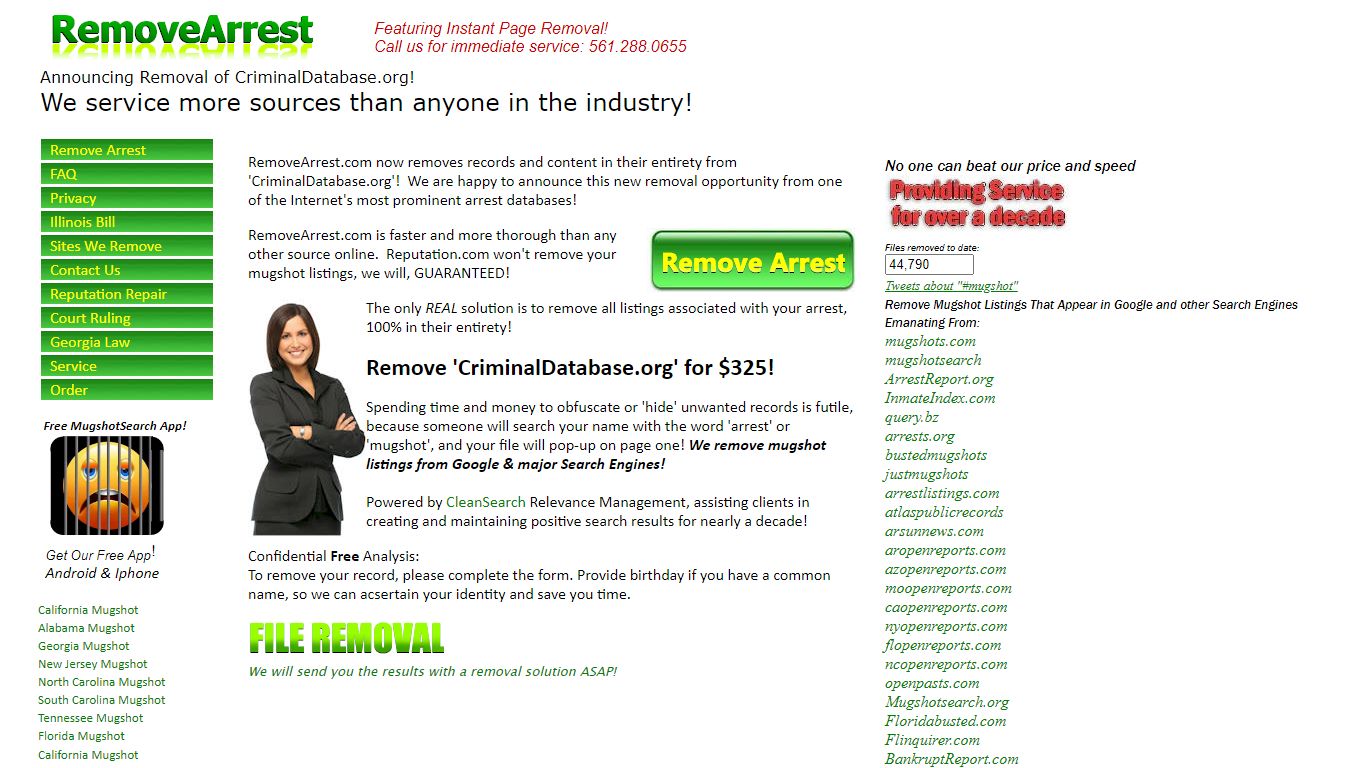 Remove CriminalDatabase.org and more! - Remove Arrest